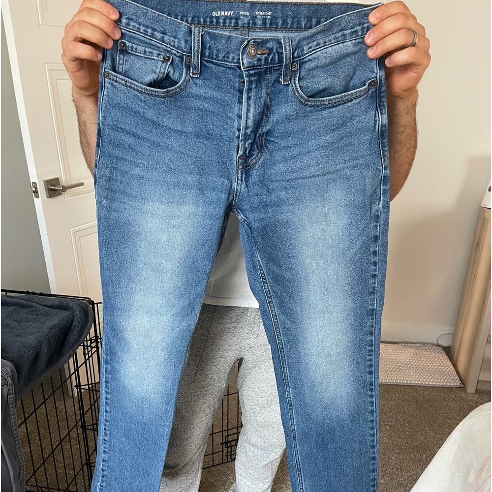 Mens straight blue jeans